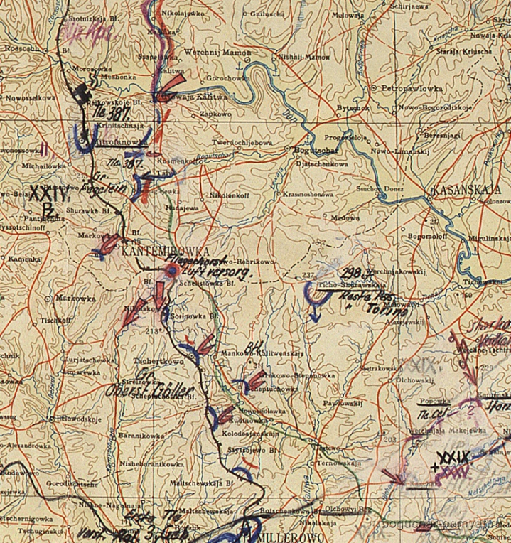 Немецкая карта с обстановкой за 21.12.1942